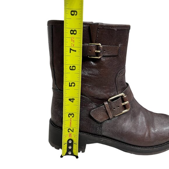 Tory Burch Chrystie Leather Moto Buckle Boots Dark Brown Women's size 7.5 - Picture 9 of 14